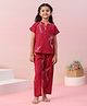 SAY Pure Cotton Woven Half Sleeves Birds Printed Coordinating Night Suit Set - Red
