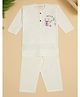 Little Ginnie Cotton Half Sleeves Animal Embroidered Coordinating Night Suit Set - White