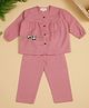 Little Ginnie Cotton Half Sleeves Panda Embroidered Coordinating Night Suit Set - Pink