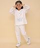 Little Ginnie Cotton Half Sleeves Floral Embroidered Tee With Coordinating Pant Set - White