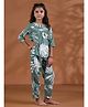 SAY Pure Cotton Woven Three Fourth Sleeves Leaves Printed Coordinating Night Suit Set - Green