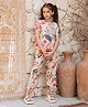 SAY Pure Cotton Woven Half Sleeves Floral Printed Coordinating Night Suit Set - Cream