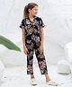 SAY Pure Cotton Woven Half Sleeves Floral Printed Coordinating Night Suit Set - Black