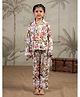 SAY Pure Cotton Woven Full Sleeves Floral Printed Coordinating Night Suit Set - White