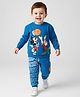 Babyhug Disney  Terry Knit Full Sleeves T-Shirt & Lounge Pants Set With Mickey Mouse & Friends Graphics - Blue