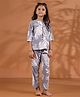SAY Pure Cotton Woven Three Fourth Sleeves Leaves Printed Coordinating Night Suit Set - Grey