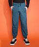 Lil Tomatoes Cotton Looper District Of Tokyo Text Printed Track Pant - Teal Blue