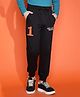 Lil Tomatoes Cotton Looper Text & Number Printed Track Pant - Black