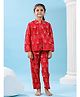 SAY Pure Cotton Woven Full Sleeves Floral Printed Coordinating Night Suit Set - Red