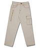 LEO Denim Brand Name Text Printed Cargo Jeans - Cream