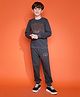 Lil Tomatoes Cotton Looper Full Sleeves Beverly Hills Text Printed Track Suit Sets - Charcoal Grey