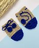 Little Peas Woollen Crochet Designed Colour Blocked Mittens - Beige & Dark Blue