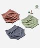 Cocoon Care Pack Of 3 Bamboo Muslin Solid Shorts - Pink Sage Green & Blue Granite