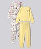 Primo Gino 100% Cotton Knit Full Drop Shoulder Sleeves Night Suit with Paris Print Pack of 2 - Yellow & White