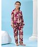 SAY Pure Cotton Woven Full Sleeves Floral Printed Coordinating Night Suit Set - Maroon
