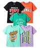 Pine Kids Cotton Knit Half Sleeves T-Shirts With Cool Dude Text Print Pack of 5 - Plum Orange & Light Blue