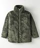 Kanvin Full Sleeves Solid Fur Jacket with Pockets - Olive Green