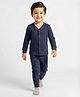 Kanvin Cotton Full Sleeves Solid Color Thermal Vest & Pant Set - Navy Blue