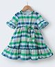Mark & Mia Half Bell Sleeves Checkered Frock with Bow Applique - Green