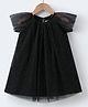 Mark & Mia Frill Sleeves Party Frock with Polka Dots Print - Black