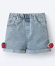 Mark & Mia Denim Shorts With Strawberry Crochet Applique - Blue