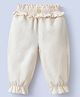 Mark & Mia Ankle Length Solid Color Trouser with Frill Detailing - Beige
