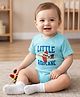 Babyoye 100% Cotton Knit Half Sleeves Eco Jiva Finish Onesie with Airplane Patch & Text Print - Light Blue