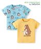 Babyoye 100% Cotton Knit With Eco Jiva Finish Half Sleeves T-Shirts With Animal & Airplane Print Pack of 2 - Yellow & Blue