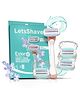 LetsShave Evior 6 Body Hair Removal Razor for Women with Wide Head & Open Flow Cartridge | Dual Moisture Bar & Micro Comb Guard Bar | For Under arms, Legs & Bikini Area | Razor + Pack of 2 Blades