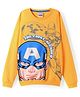 Pine Kids Marvel Terry Knit Full Sleeves Drop Shoulder  Sweatshirt with Captain America Graphics - Yellow