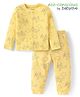 Babyoye Interlock knit Full Sleeves Night Suit With Airplane Print - Yellow