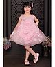 M'PRINCESS Sleeveless Floral Applique Party Wear Dress - Pink