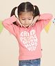 Polka Tots Cotton Full Sleeves Treat People With Kindness Text Printed Tee - Pink