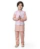 Earth Conscious Organic Cotton Full Sleeves Coordinating Kurta & Pyjama With Ethnic Motif Printed Jacket Set - Coral
