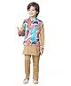Earth Conscious Organic Cotton Full Sleeves Coordinating Kurta & Pyjama With Leaves Printed Jacket Set - Sage Green