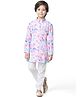 Earth Conscious Cotton Rayon Full Sleeves Abstract Printed Kurta & Pajama Set - White & Pink