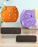 Sparkle Joy Washable & Reusable Cloth Diapers/Nappies Combo Pack of 2 Free size With 2 organic cotton Grey inserts - Purple & Orange