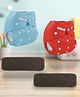 Sparkle Joy Washable & Reusable Cloth Diapers/Nappies Combo Pack of 2 Free size With 2 organic cotton Grey inserts - Sky-blue & Red