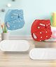 Sparkle Joy Washable & Reusable Cloth Diapers/Nappies Combo Pack of 2 Free size With 2 organic cotton White inserts - Skyblue & Red