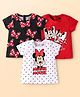 Babyhug Disney Single Jersey Knit Half Sleeves T-Shirts With Minnie Mouse Graphics Pack Of 3 - Red & White