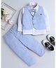 Fourfolds Full Sleeves Solid Shirt With Waistcoat Trouser Bow Set - Blue