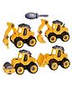 FunBlast Construction Vehicles Toy with Screwdriver  Pack of 4 - Yellow