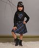 Budding Bees Cotton Full Sleeves Heart Patch Detailed High Neck Top & Skirt - Green