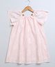 Sweetlime by A.S Jacquard Woven Half Sleeves Floral Patch Detailed A Line Dress - Pink