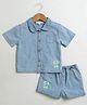 Sweetlime by A.S Denim Woven Sleeveless Koala Printed Shirt & Coordinating Shorts Set - Blue