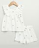 Sweetlime by A.S Cambric Woven Sleeveless Floral Embroidered Top & Coordinating Shorts Set - Off White
