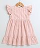 Sweetlime By A.S Frill Sleeves Schiffli Designed Dress - Pink
