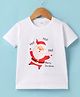 O'CARINA Cotton Knit Half Sleeves T-Shirt with Santa Clause Print - White