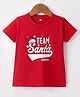O'CARINA Cotton Knit Half Sleeves T-Shirt with Santa Text Print - Red