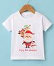 O'CARINA Cotton Knit Half Sleeves T-Shirt with Santa Clause Print - White